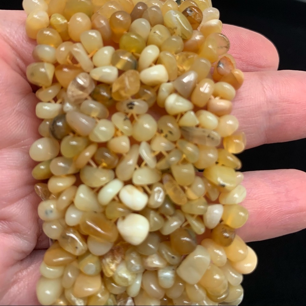 Handmade Elastic Woven Natural Stone Beads Cuff Bracelet
